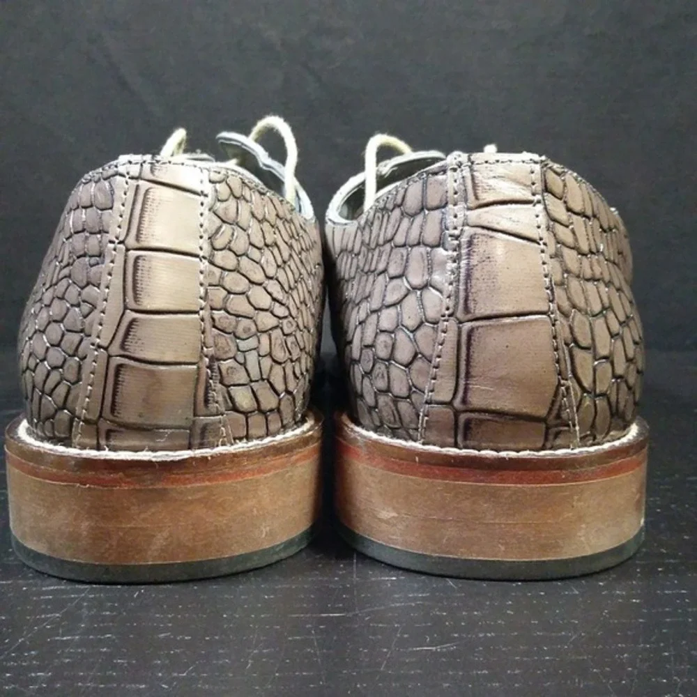 Stacy Adams‎ Mens Grey Crocodile Print Leather Derby Shoes Size 12M